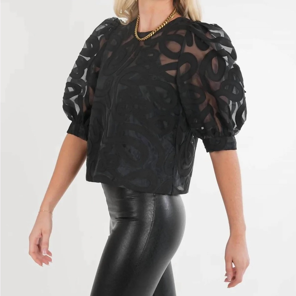 Emily Mccarthy Black Puff Sleeve Blouse